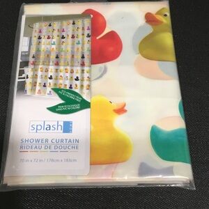Splash Yellow Rubber Duck Shower Curtain with Multi-Color Accents